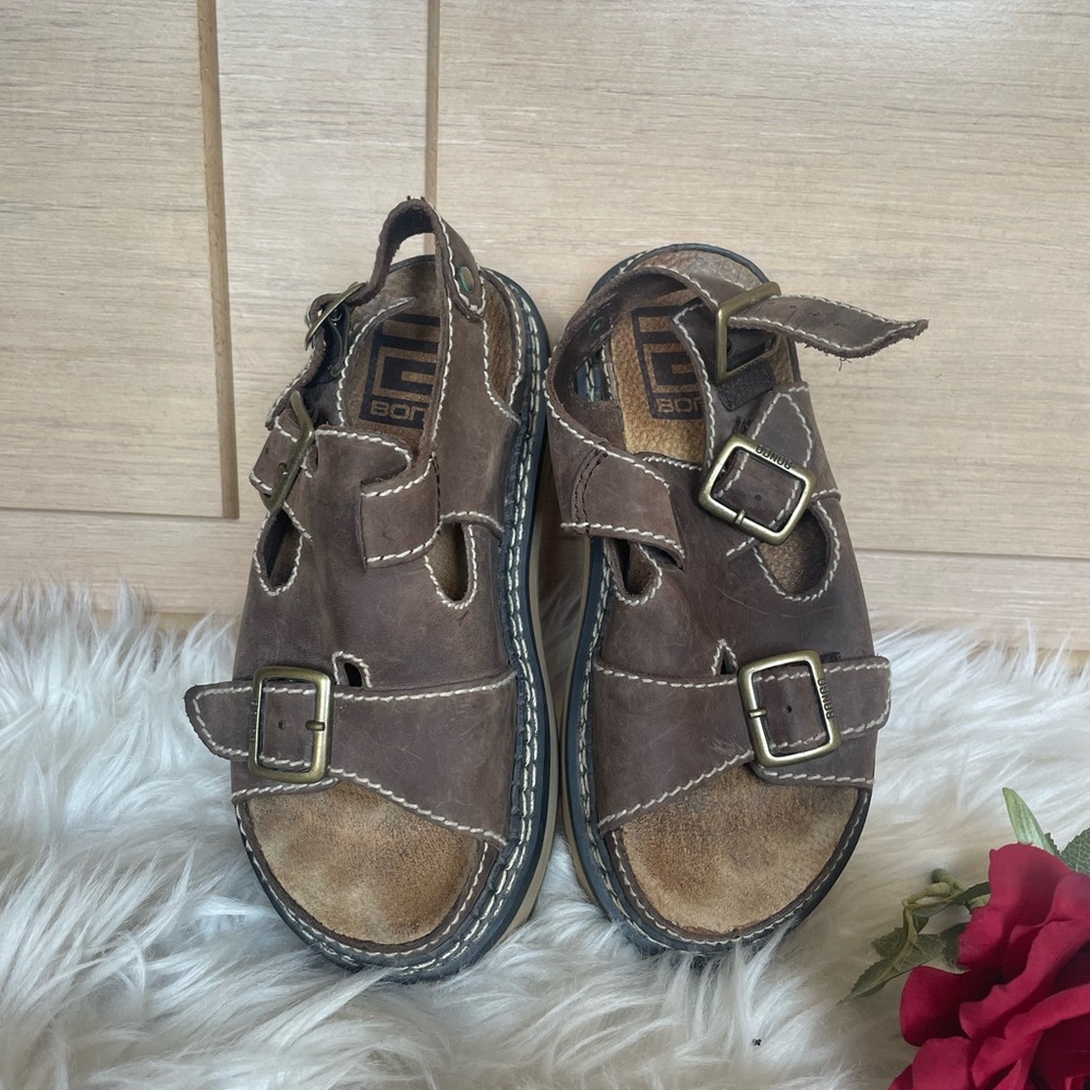Vintage Rare Y2K Bongo Chunky Platform Fisherman Brown Sandal /Buckle strap